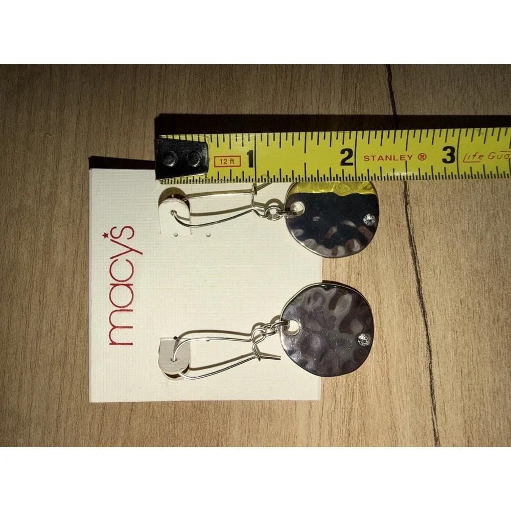Disc Drop Earrings Macy's Exclusive Pierced Earrings Flat Rhinestone Dangle
